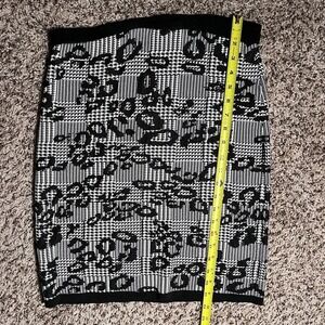Etcetera Black White Leopard Houndstooth Pencil Skirt.